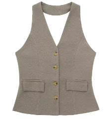 Women's Waistcoat Linen Vest Suit BEUPFORLIFE.com