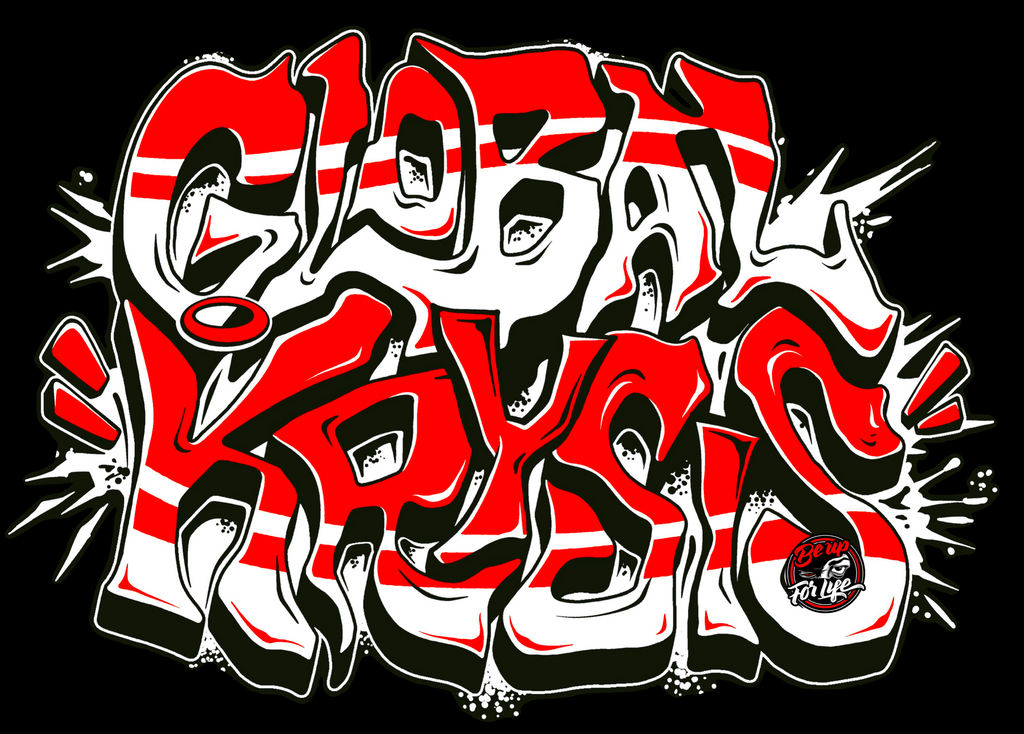 Candy Cane Graffiti Design- Red and white stylized text on a black background