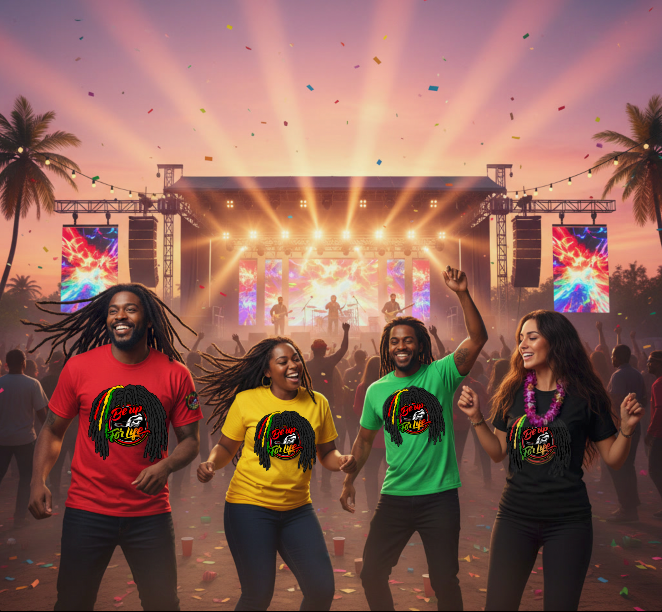 Be Up For Life T-Shirt – Rasta Logo Style