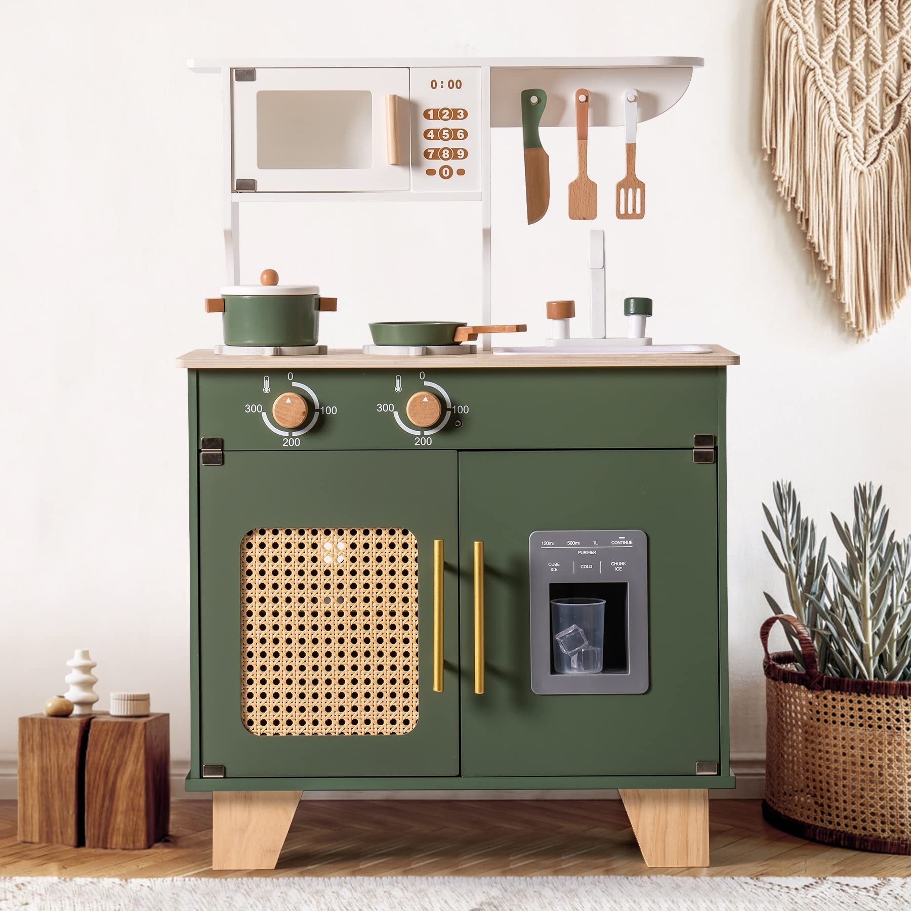 Green Wooden Kitchen Toy Set BEUPFORLIFE.com
