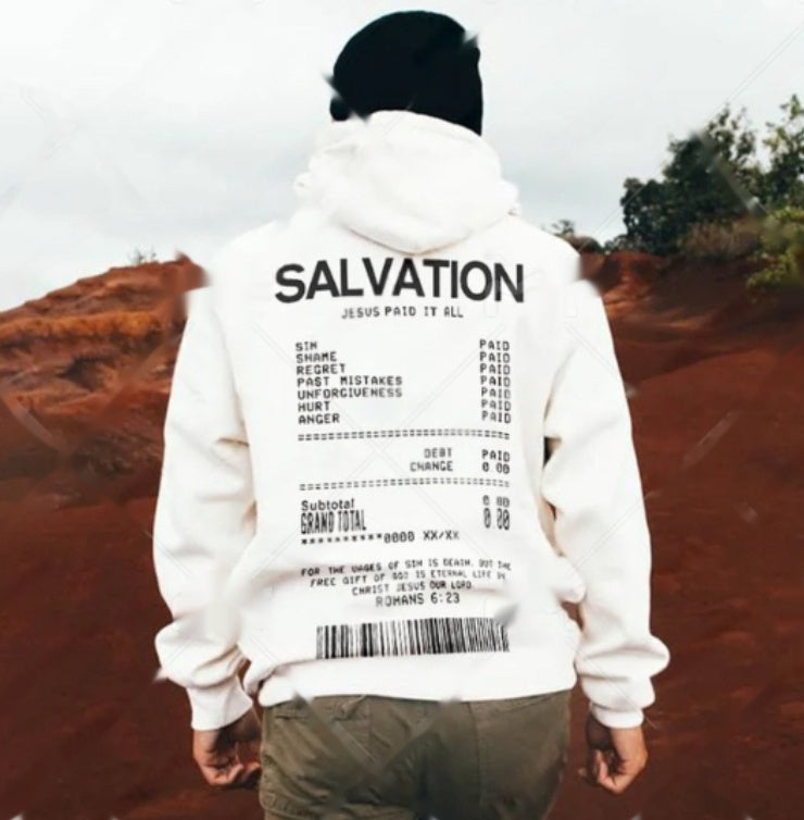 SALVATION Receipt Printed Graphic Hoodie BEUPFORLIFE.com