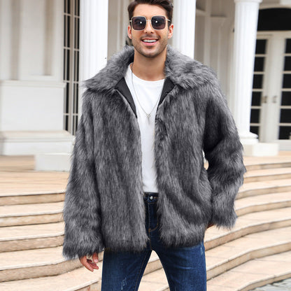 Men's Lapel Warm Faux Fur OverCoat Be Up For Life
