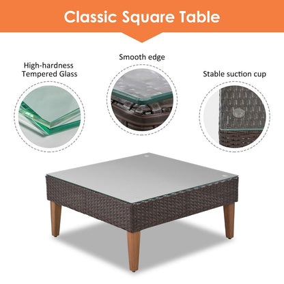 4-Piece Outdoor Wicker Sofa Set, L-Shape Patio Furniture With Colorful Pillows BEUPFORLIFE.com