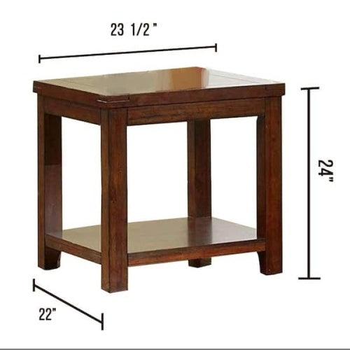 1pc Dark Cherry End Table, Natural Wood Grain Design BEUPFORLIFE.com
