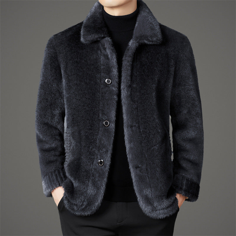 Men's Mink Leather Wool Coat Be Up For Life