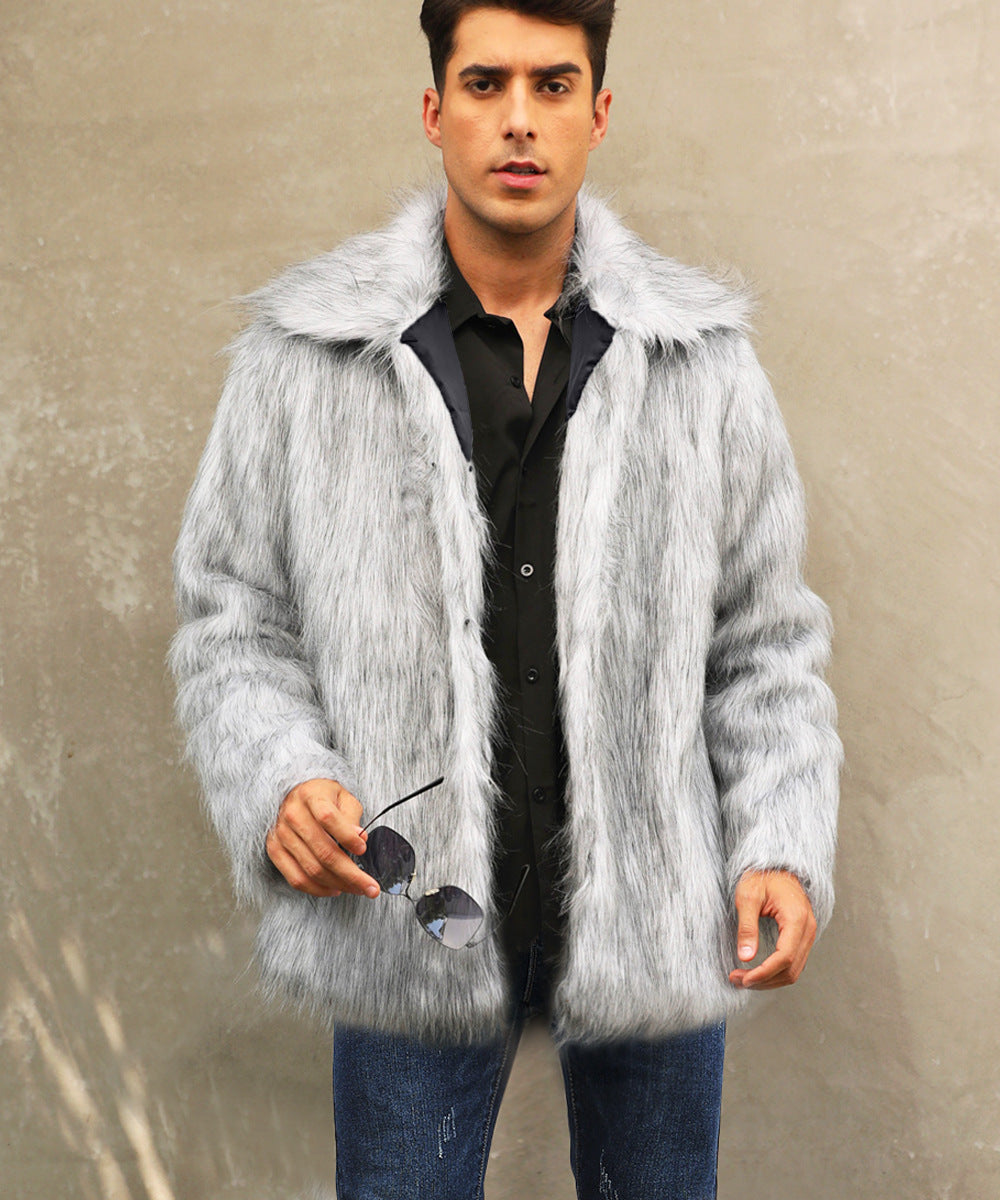 Men's Lapel Warm Faux Fur OverCoat Be Up For Life