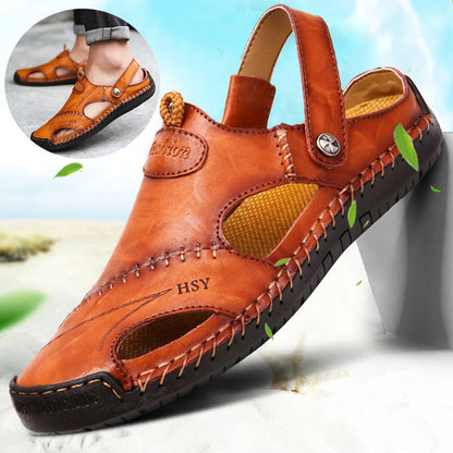 Closed Toe Leather Sandals BEUPFORLIFE.com