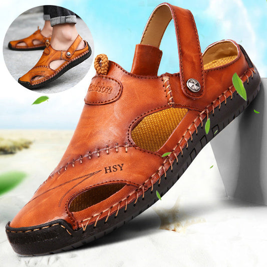 Closed Toe Leather Sandals BEUPFORLIFE.com