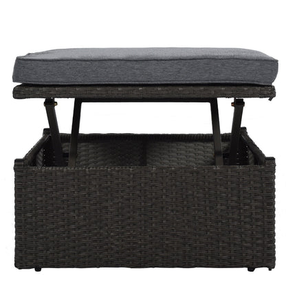 U Style Patio Rectangle Daybed With Canopy, Wicker Sectional Seating Be Up For Life