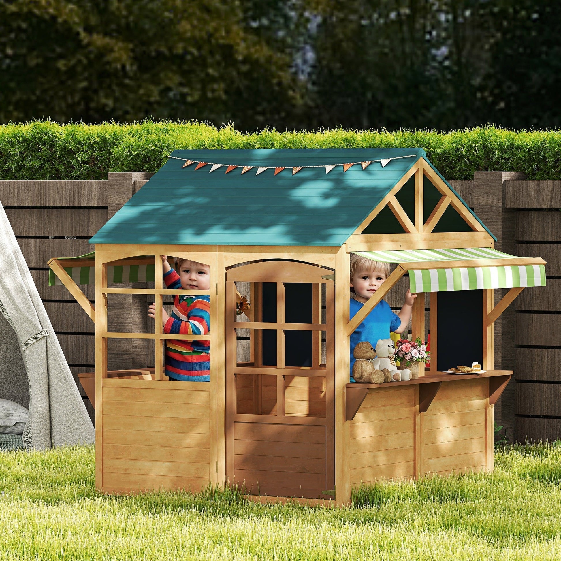 Wooden Outdoor Playhouse, For 3-8 Years BEUPFORLIFE.com