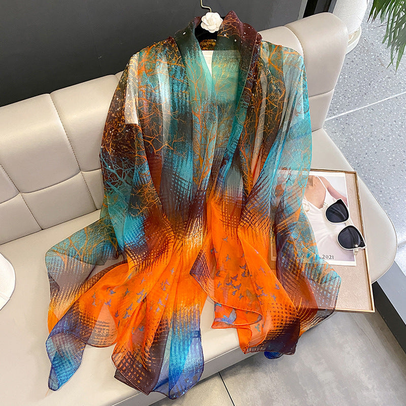 Elegant Silk Design Scarf BEUPFORLIFE.com