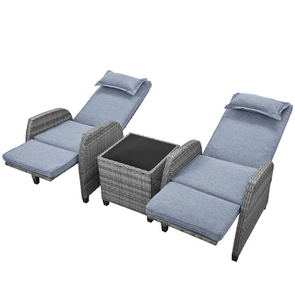 U Style Outdoor Rattan 2-Person Set w/ Coffee Table For Courtyard Be Up For Life