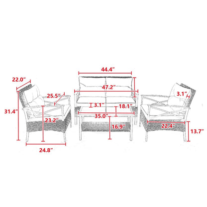 4 Piece Patio Sectional Sofa Set BEUPFORLIFE.com