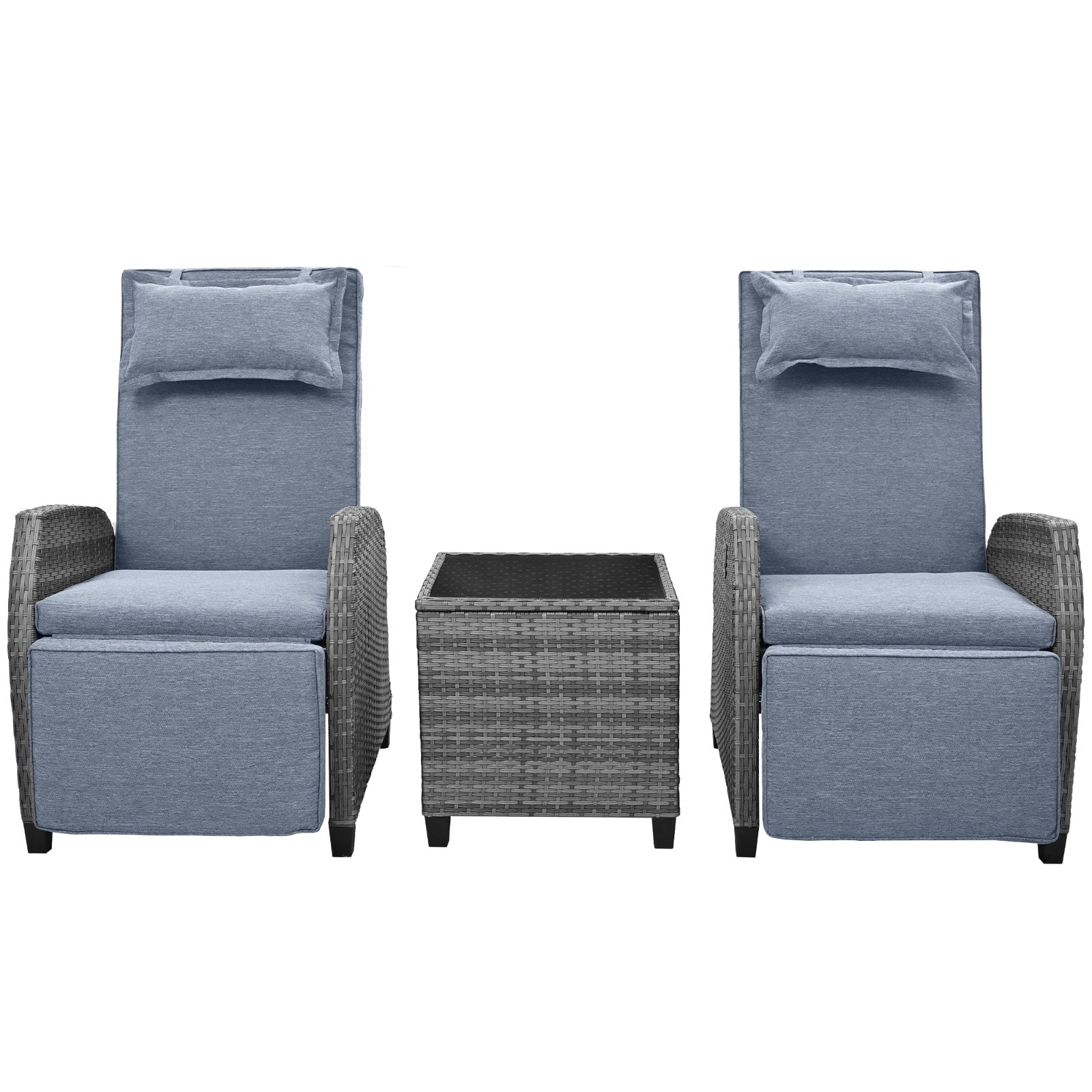 U Style Outdoor Rattan 2-Person Set w/ Coffee Table For Courtyard Be Up For Life