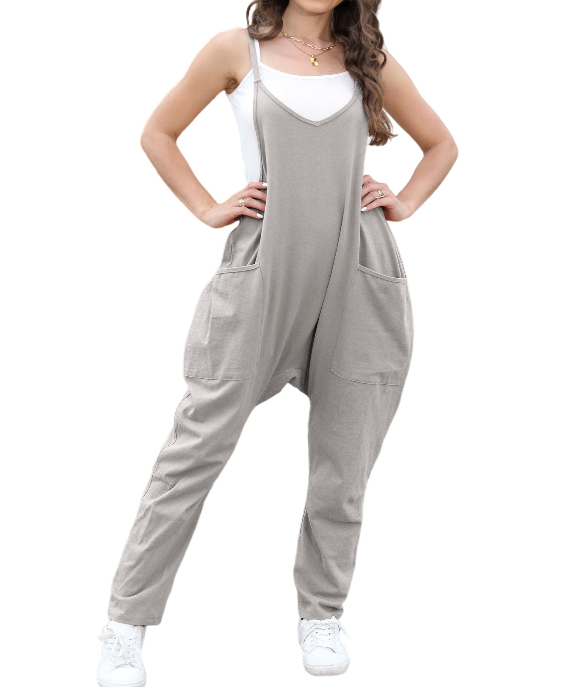 Sleeveless Backless Loose Solid Color Jumpsuit BEUPFORLIFE.com