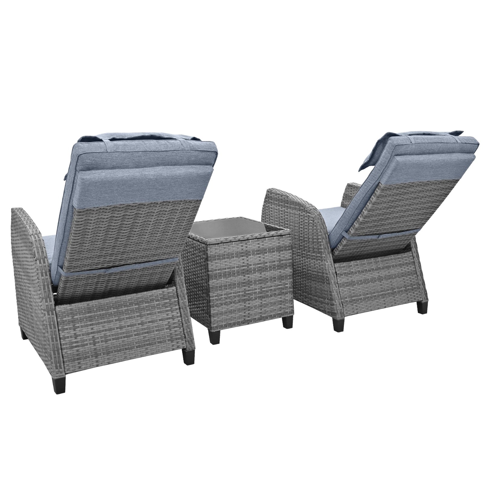 U Style Outdoor Rattan 2-Person Set w/ Coffee Table For Courtyard Be Up For Life
