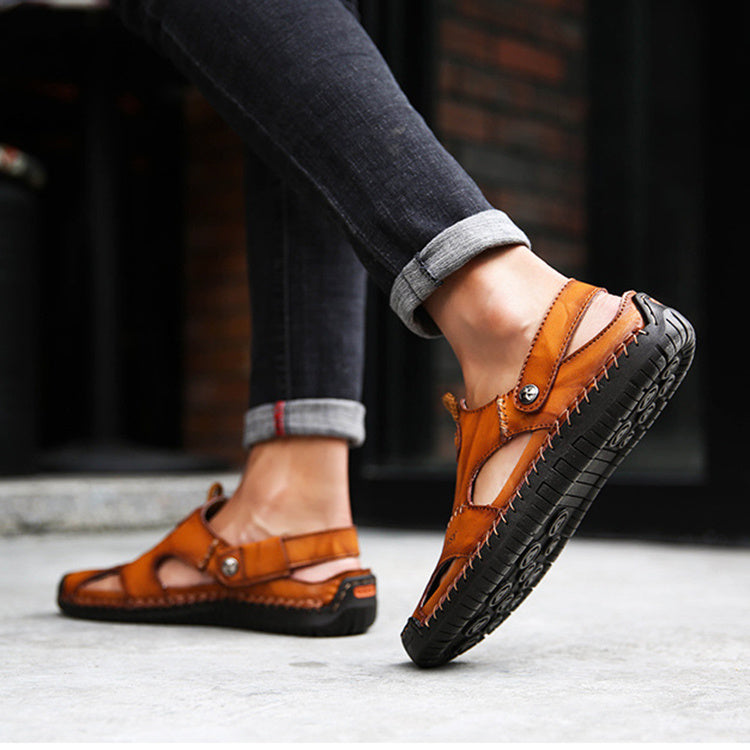 Closed Toe Leather Sandals BEUPFORLIFE.com