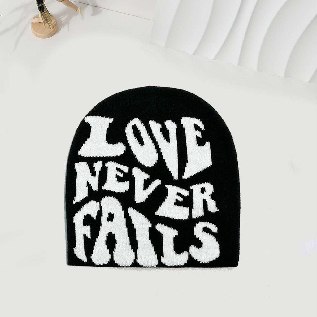 Knitted LOVE NEVER FAILS Jacquard One-size Fits All Beanie Be Up For Life