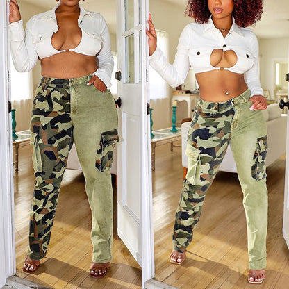 Colorblock Slim Fit Camo Jeans BEUPFORLIFE.com