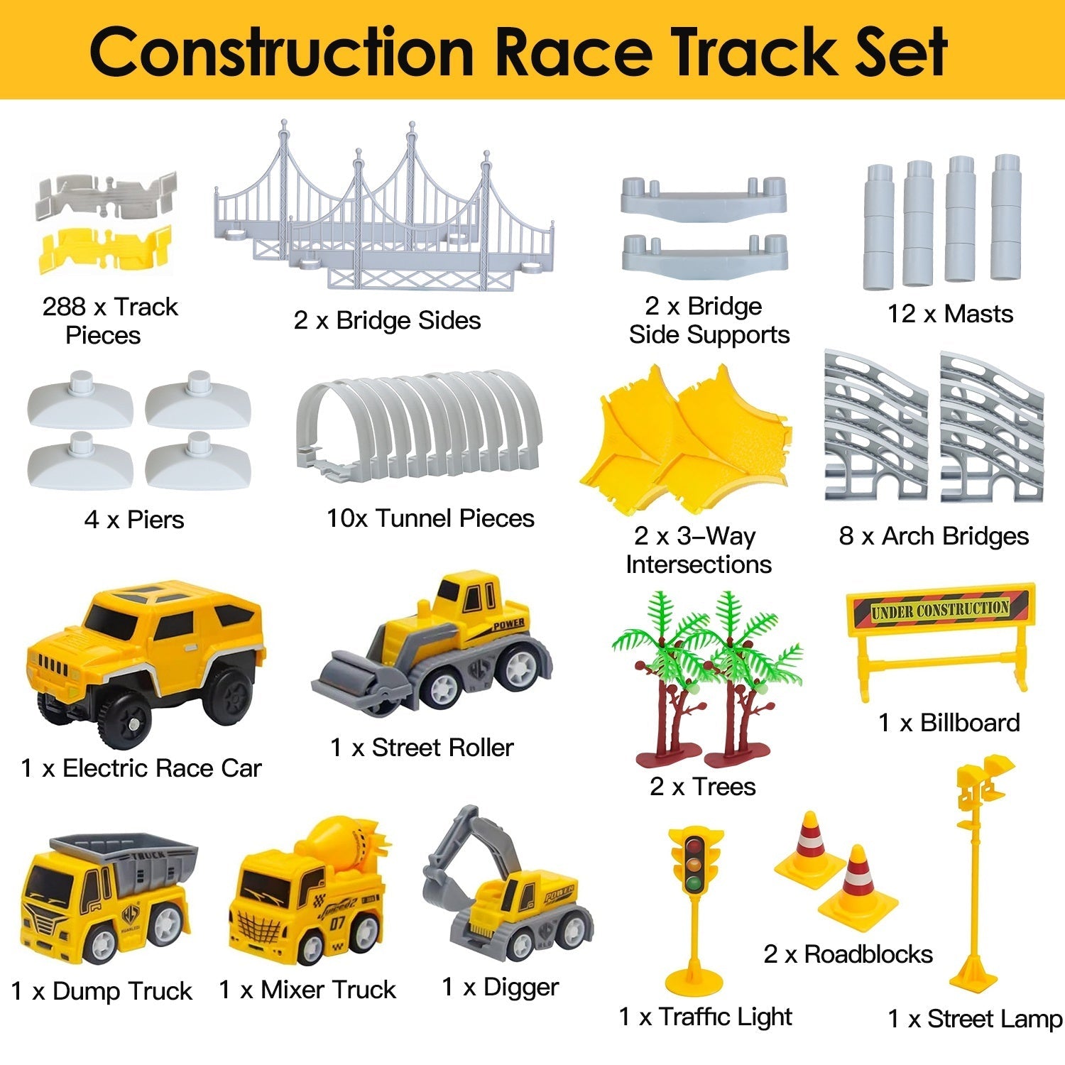 1Pc  340Pcs Construction Race Track Set, for Ages 3 - 6 Years Old BEUPFORLIFE.com