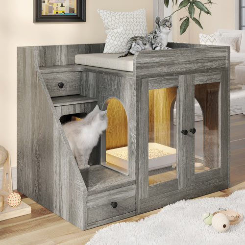 Cat Litter Box Enclosure With Light BEUPFORLIFE.com
