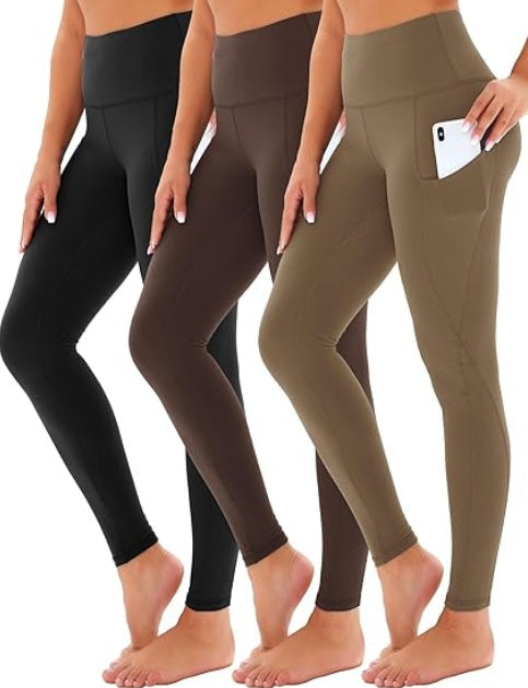 3 Piece - Cropped High-waisted Oblique Pocket Yoga Pants Be Up For Life