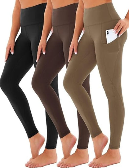 3 Piece - Cropped High-waisted Oblique Pocket Yoga Pants Be Up For Life