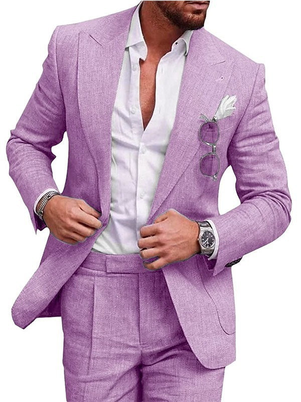 Men's Two Piece Linen Suit - BEUPFORLIFE.com