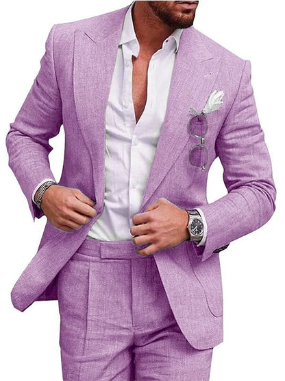 Men's Two Piece Linen Suit - BEUPFORLIFE.com