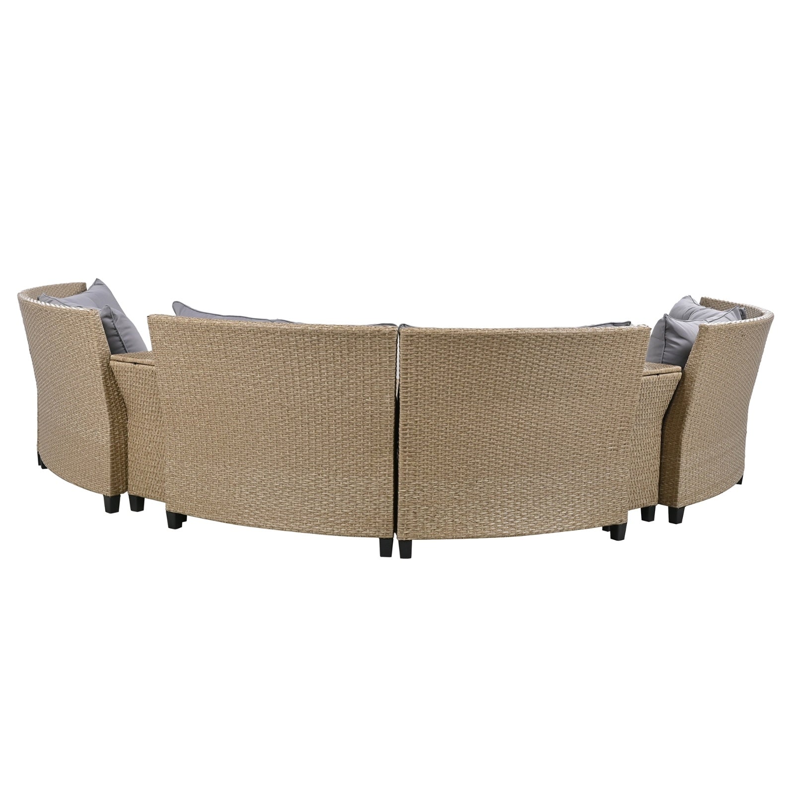 U Style 6-Person Fan-Shaped Rattan Set With Cushions   Table Be Up For Life