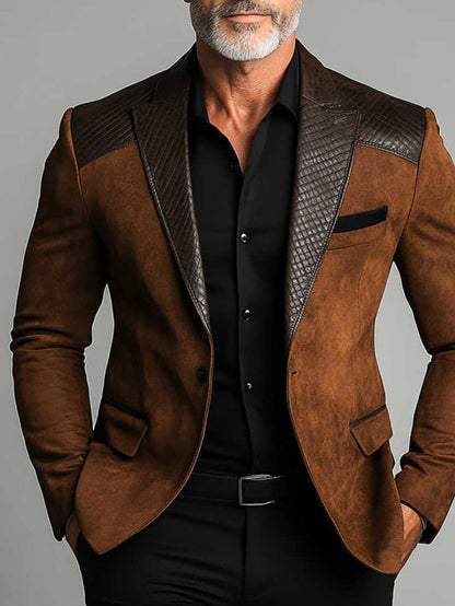 Brown Suede Blazer With Textured Leather Accents Be Up For Life