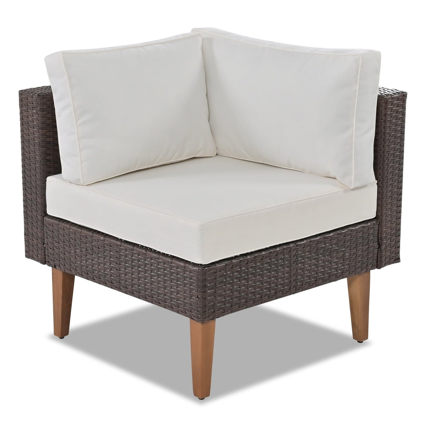 4-Piece Outdoor Wicker Sofa Set, L-Shape Patio Furniture With Colorful Pillows BEUPFORLIFE.com