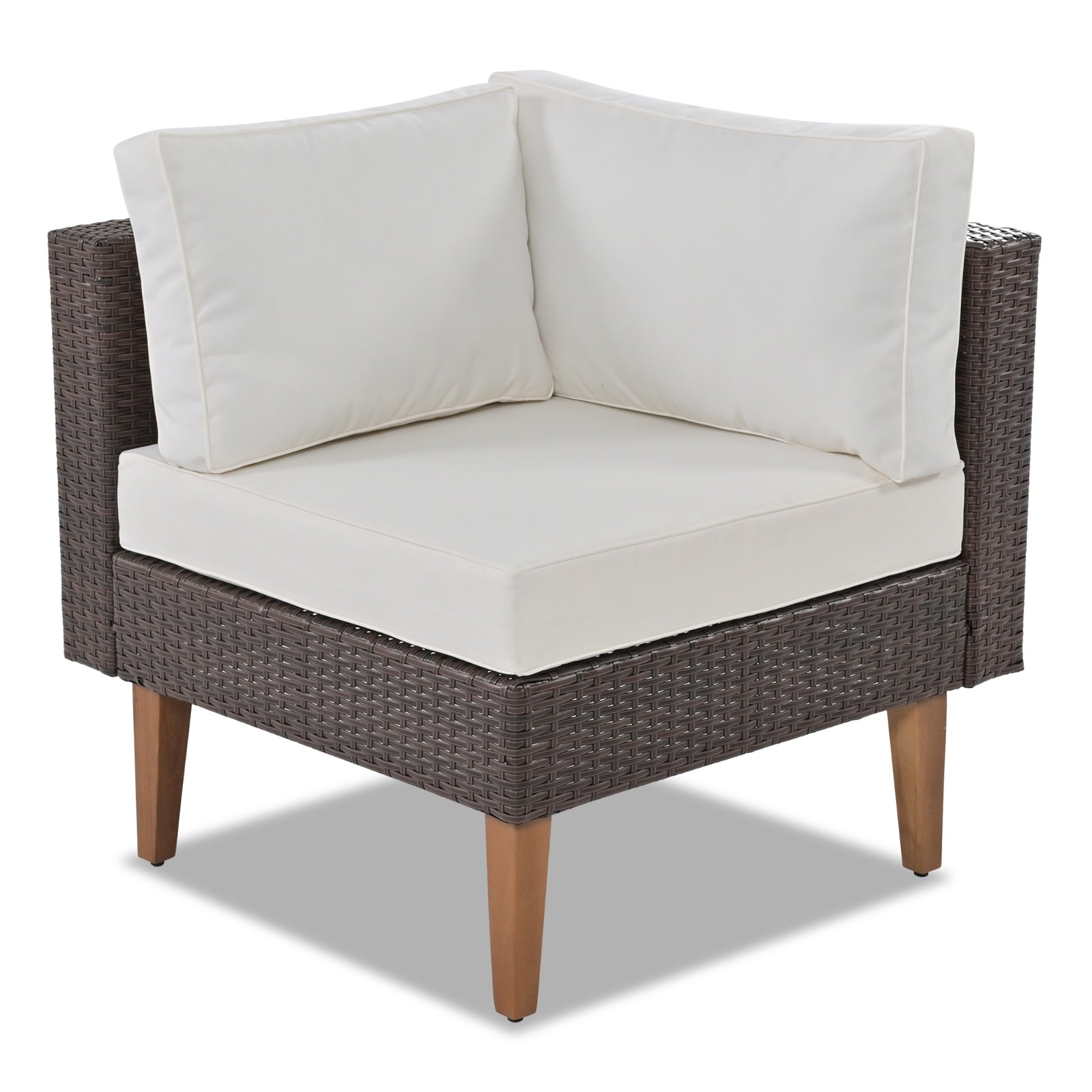 4-Piece Outdoor Wicker Sofa Set, L-Shape Patio Furniture With Colorful Pillows BEUPFORLIFE.com