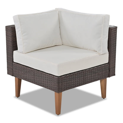 4-Piece Outdoor Wicker Sofa Set, L-Shape Patio Furniture With Colorful Pillows BEUPFORLIFE.com
