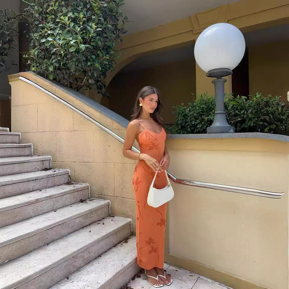 Slim Fit Low-cut Slimming Sling Long Dress Be Up For Life