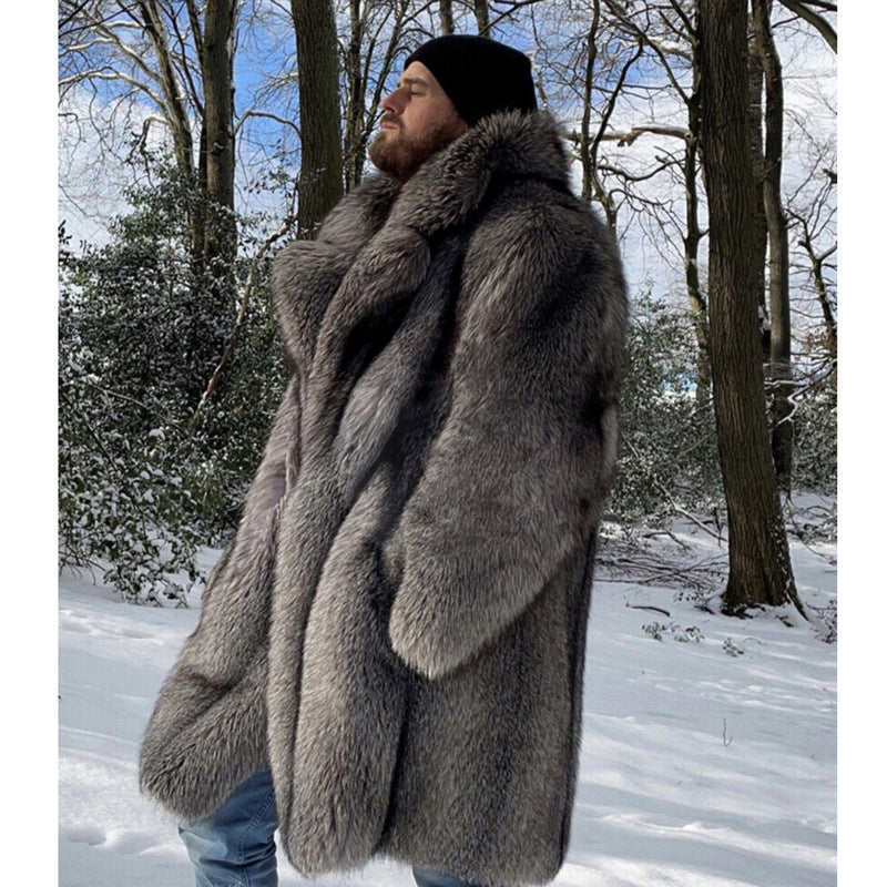 Men's Fur Imitation Fox Fur Long-cut Coat Be Up For Life