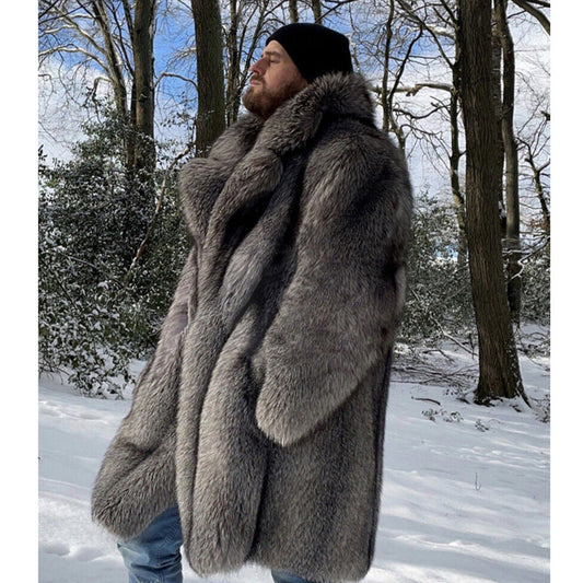 Men's Fur Imitation Fox Fur Long-cut Coat Be Up For Life