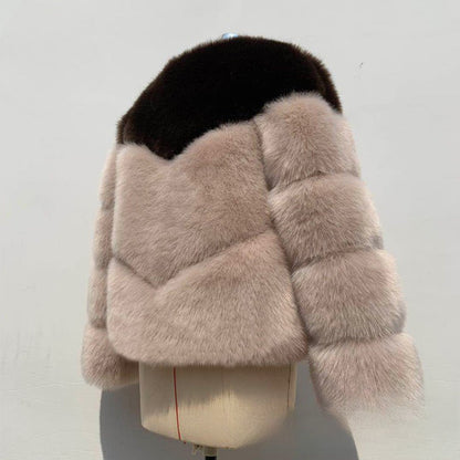 Color Matching Korean Casual Fur Overcoat Be Up For Life