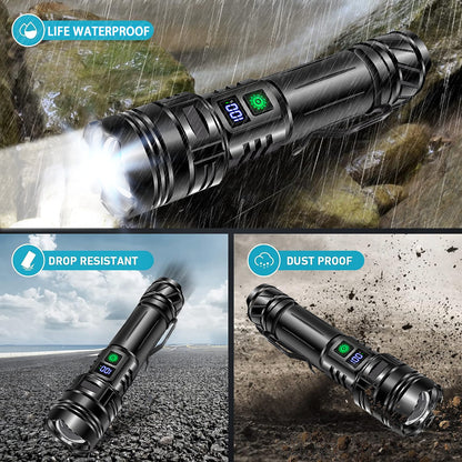 Zoom Digital Rechargeable Super Bright Flashlight