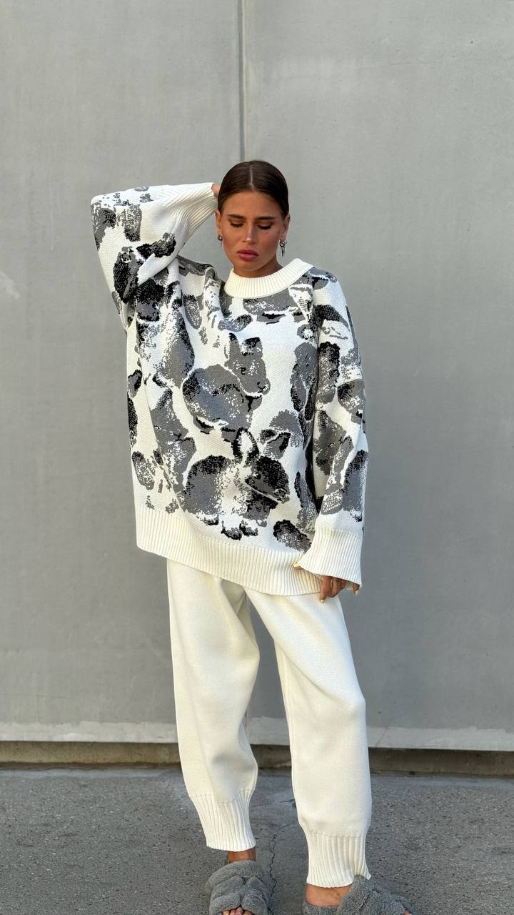 Contrast Color Sweater Straight-leg Trousers Two-piece Inner Wear - BEUPFORLIFE.com