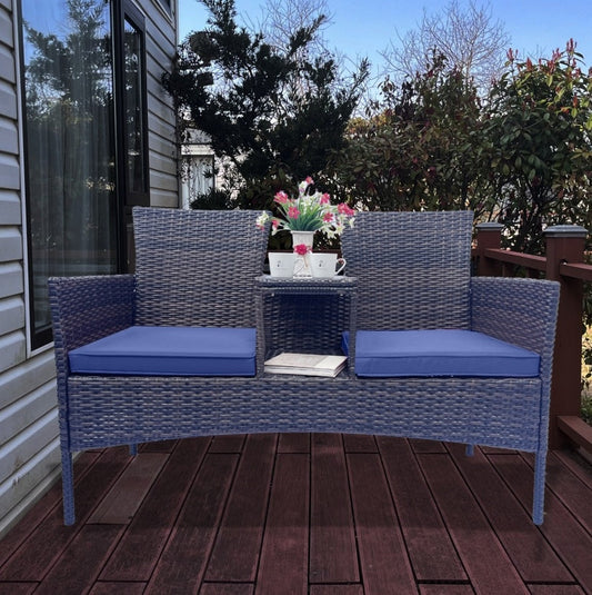 Wicker Patio Conversation Furniture Set, With Removable Cushions & Table BEUPFORLIFE.com