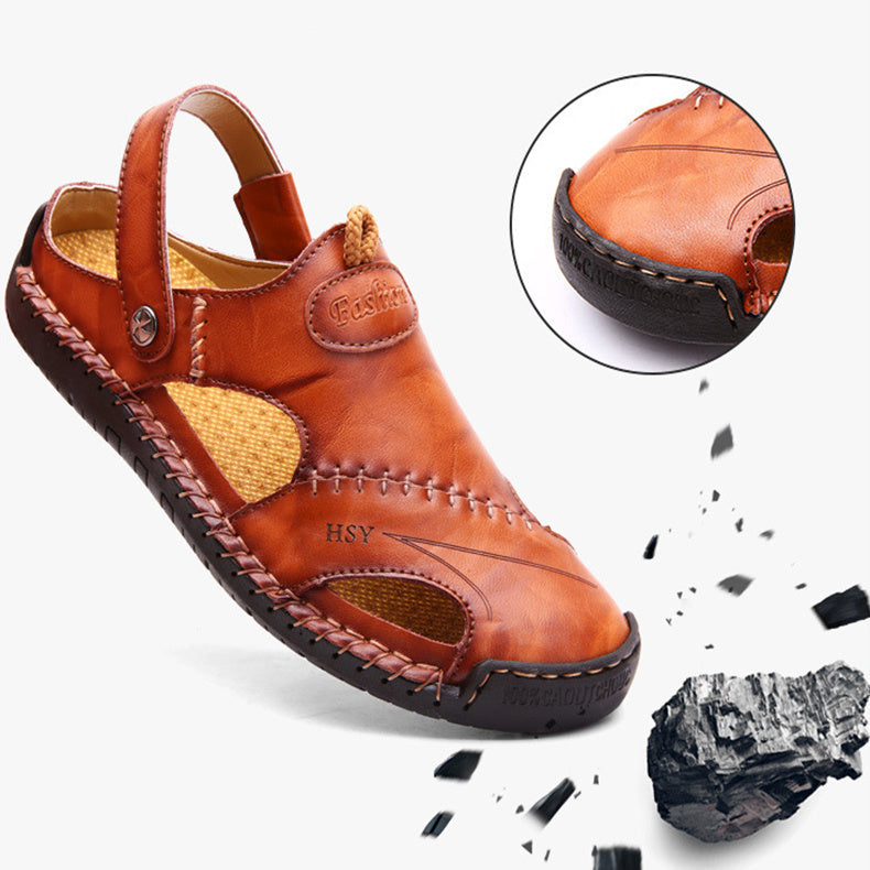 Closed Toe Leather Sandals BEUPFORLIFE.com