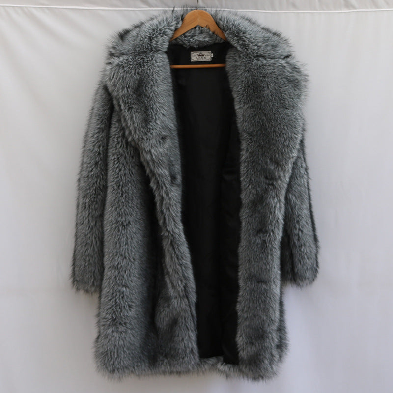 Men's Fur Imitation Fox Fur Long-cut Coat Be Up For Life