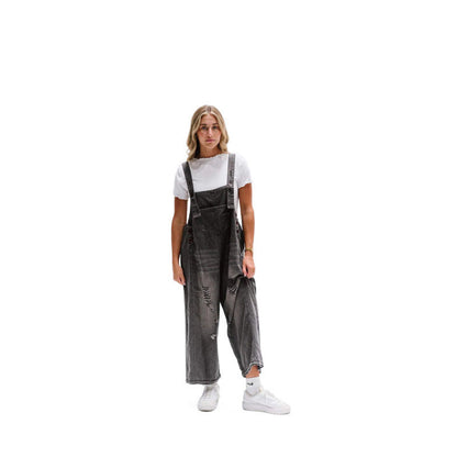Retro Ripped Loose Wide Leg Denim Overalls BEUPFORLIFE.com