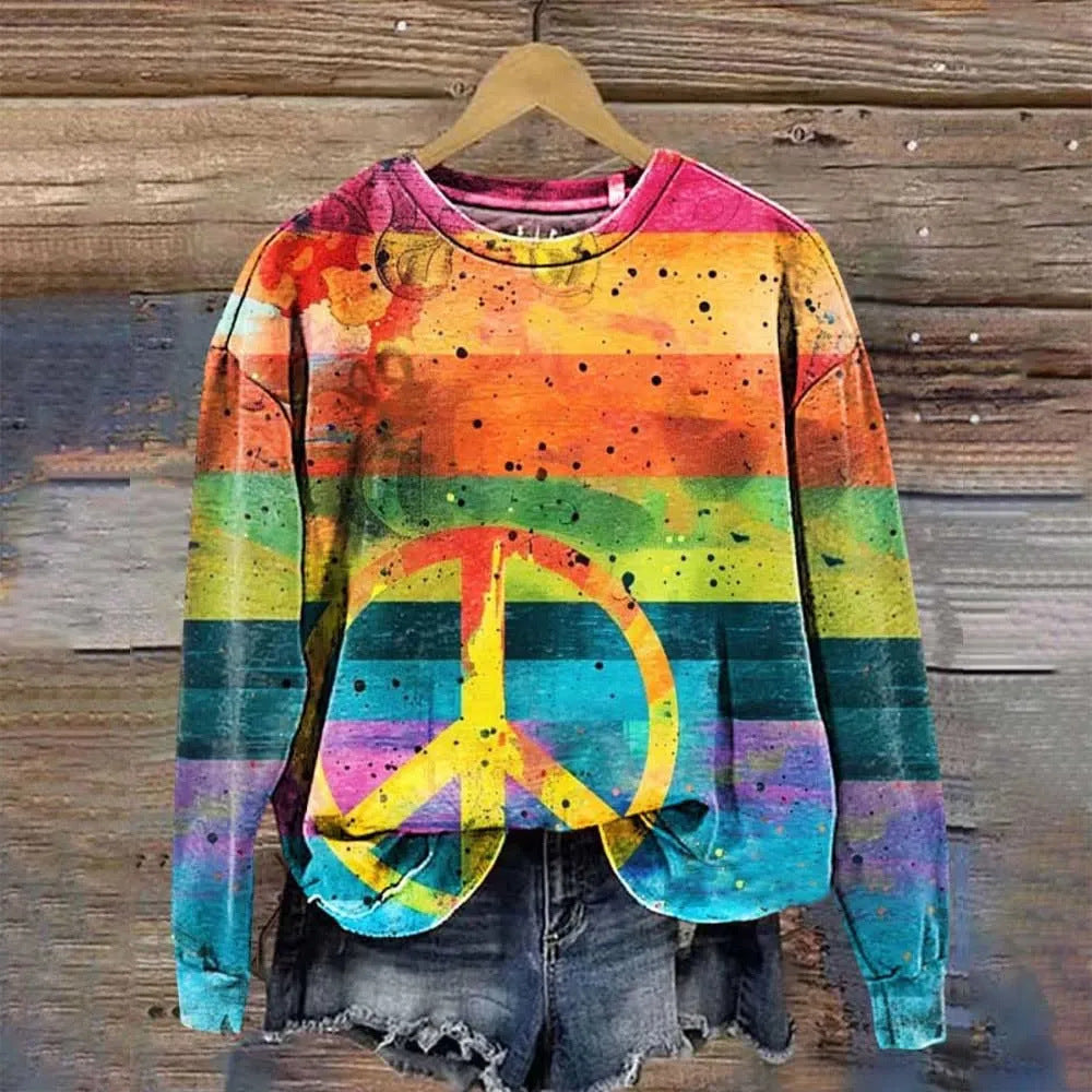 Women's Printed Drop-shoulder Sweater Be Up For Life