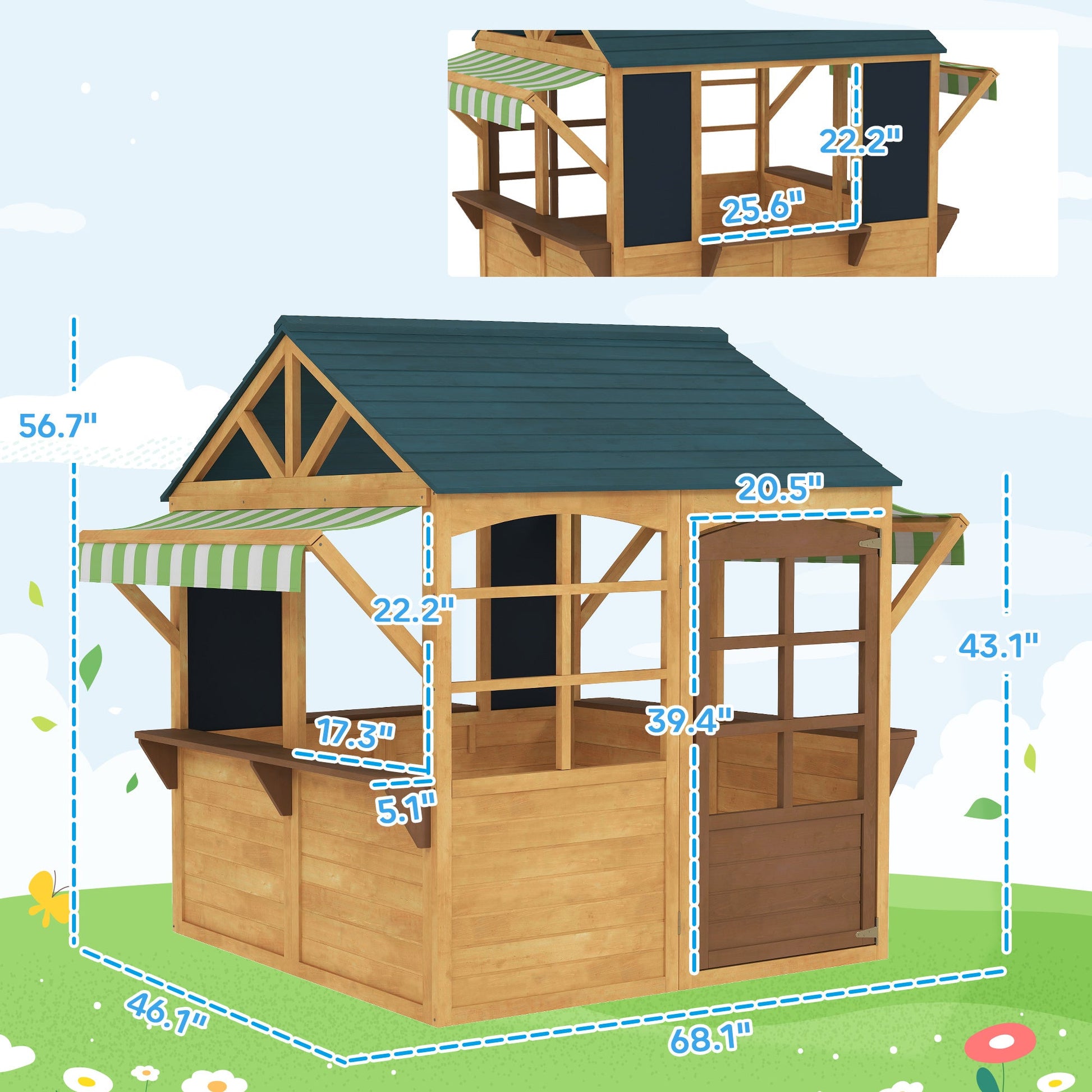 Wooden Outdoor Playhouse, For 3-8 Years BEUPFORLIFE.com