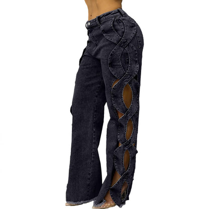 Women's Side Hollow S Line Denim Jeans BEUPFORLIFE.com