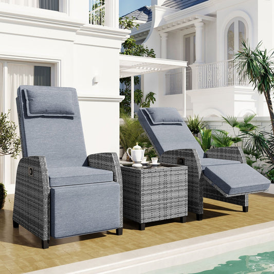U Style Outdoor Rattan 2-Person Set w/ Coffee Table For Courtyard Be Up For Life