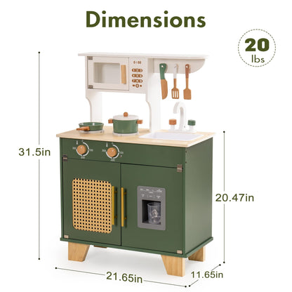 Green Wooden Kitchen Toy Set BEUPFORLIFE.com