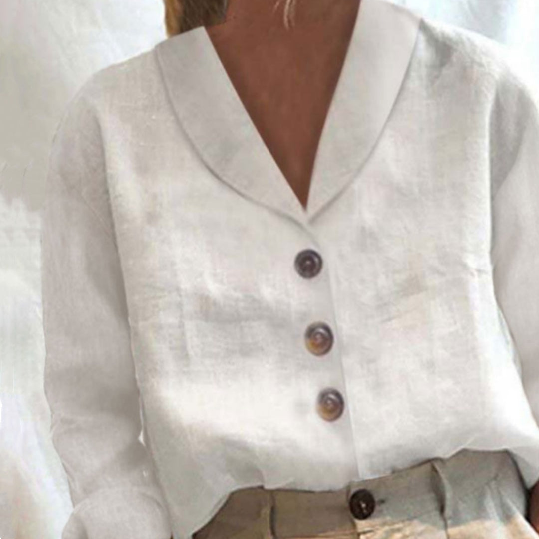 Women's Cotton and Linen Long-sleeved Casual Shirt BEUPFORLIFE.com